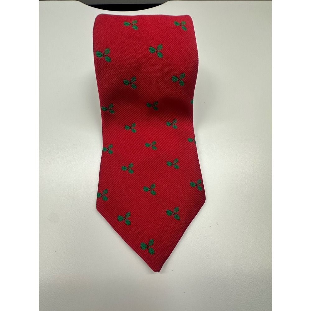 Bunce Brothers Cleveland Mens Vintage Christmas Holly Berry Red Tie 58x3.5